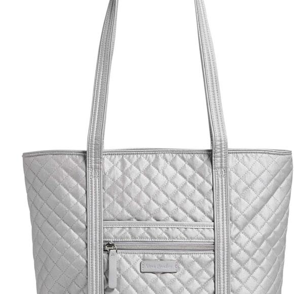 Vera Bradley Signature Cotton Small Vera Tote Bag in Silver Pearl - Picture 2 of 12